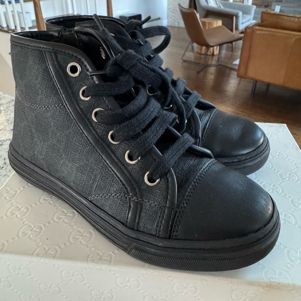 Gucci Nero Monogram High-Top Sneakers for Boys
